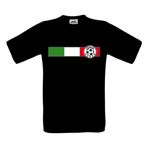 Italia T-Shirt – Fußball-Logo auf Fahne Grün-Weiß-Rot – S M L XL XXL XXXL – Textil black / Größe M