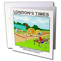 Londons Times Funny Bugs and Slugs Cartoons - Snail Marathon - Greeting Cards-12 Greeting Cards with envelopes