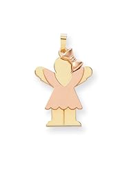 14k Two-Tone Gold Large Girl with Bow on Right Engravable Charm