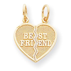 Genuine IceCarats Designer Jewelry Gift 10K 2 Piece Break-Apart Best Friend Heart Charm