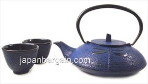Blue Cast Iron Tea Set Dragonfly #TS4-07B Blue Cast Iron Tea Set Dragonfly #TS4-07B