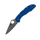 Spyderco Delica4 Lightweight FRN Flat Ground PlainEdge Knife (Blue)