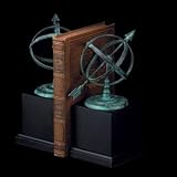 Bey-Berk Verdigris Finish & Wood Sundial Bookends