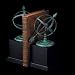 Bey-Berk Verdigris Finish & Wood Sundial Bookends