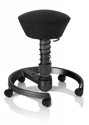 SWOPPER STANDARD 3D-Aktiv-Bürostuhl Hocker Sitzpolster Normal, Farbe schwarz, Federfarbe schwarz, Basis Anthrazit, Fussring mit Speedrollen, Feder MEDIUM (SWOPS10RS)