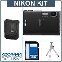 Nikon Coolpix S100 Digital Camera Kit - Black - with 4GB SD Memory Card, Camera Case, Table Top Tripod