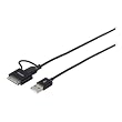 iBUFFALO USB2.0ケーブル(atomicrob) Androidスマートフォン、iPod iPhone iPadの充電、データ転送が一本のケーブルで両対応できるUSBケーブル BSIPC08U02BK