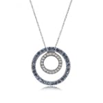 SAVE $273.00 - White Gold Double Circle Pendant w Sapphires & Diamonds $140.99