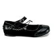 Wing Tip Ballet Flats Womens Gothic Shoes Black Skull Chains