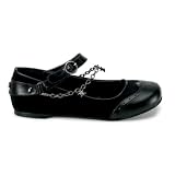 Wing Tip Ballet Flats Womens Gothic Shoes Black Skull Chains