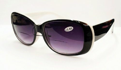 3.50 Strength Joy Mangano JM New York Black & White Bifocal Sunreader with Spring Hinges