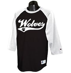 Wolves Baseball Style Black & White Men's T-Shirt