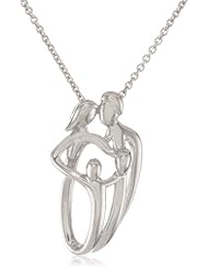 Sterling Silver Family Parents with 2 Children Pendant Necklace, 18? Chain Included