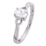 Sterling Silver Cubic Zirconia Solitaire Engagement Ring - size 5