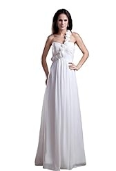 One Shoulder Chiffon Junior-Bridesmaid Dress/Prom Dress/Wedding Dress 