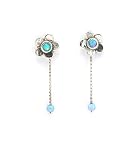 Image of little daisy Silver studs Set With opal stone and little dangling chain