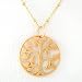 Round Tree of Life Pendant in Gold Vermeil on a 16" Gold Filled Saturn Chain, #8143