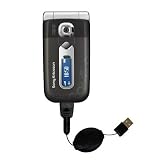 Retractable USB Cable for the Sony Ericsson z558i with Power Hot Sync and Charge capabilities - Gomadic Brand w/ TipExchange Technology