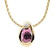 14K Yellow Gold Pink Tourmaline and Diamond Pendant