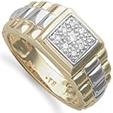 Image of Jewelco London 9 carat Yellow Gold 15pts Fine Diamond pavé-set Signet Ring