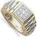 Jewelco London 9 carat Yellow Gold 15pts Fine Diamond pavé-set Signet Ring