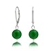 Simple Plain Basic Round Bead Green Aventurine Gemstone Lever back Ball Drop Earrings For Women .925 Sterling Silver