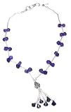 Y Silver Necklace Amethyst Gemstone Jewelry 18 inches (gnklc209)