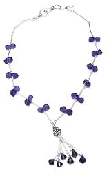 Y Silver Necklace Amethyst Gemstone Jewelry 18 inches (gnklc209)