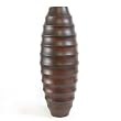 Handmade Lacquered Mango Wood Tall Ripple Flower Vase Table Art With Deep Mahogany Finish (Thailand)
