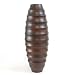 Handmade Lacquered Mango Wood Tall Ripple Flower Vase Table Art With Deep Mahogany Finish (Thailand)
