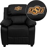 Oklahoma State Cowboys Embroidered Black Leather Kids Recliner