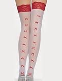 Leg Avenue Sheer Lace Top Stockings with Mini Satin Bow Backseam, White/Red, One Size 310xNkXna1L. SL160 Leg Avenue Sheer Lace Top Stockings with Mini Satin Bow Backseam, White/Red, One Size