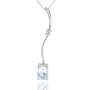 Aquamarine & Diamond Pendant with Chain 14K Gold