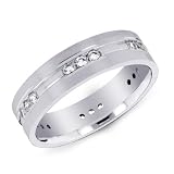 14K White Gold Men's Diamond Band Ring