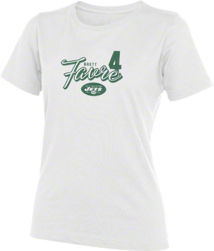 Brett Favre White Reebok Sweet Script New York Jets Women's Tee - Large
