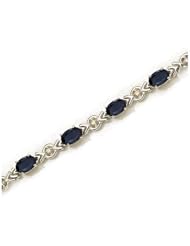 10K White Gold Oval Sapphire and Diamond Bracelet
