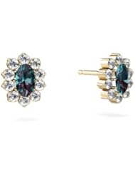 Created Alexandrite 14kt Yellow Gold Earrings