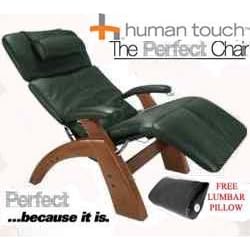 The Human Touch Power Electric Perfect Chair Recliner - PC95 PC-095 Walnut Recline Wood... by The Human Touch Power Electric Perfect Chair Recliner - PC95 / PC-095 Walnut Recline Wood Base Green Leather Pads - Interactive Health Zero Anti Gravity Chair