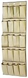 H & L Russel Over the Door Shoe Organiser, 20 Pocket, Crème with Caramel Trim, 48 x 138 cm