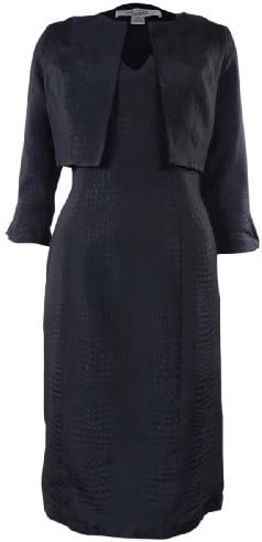 B Michael America Women's Alligator 2PC Dress Jacket Set (4, Midnight)