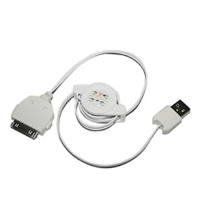 Retractable White iPad Sync & Charge USB Cable