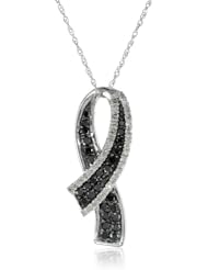 10k Black and White Diamond 0.48cttw Pendant Necklace, 18"