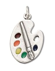 Genuine Raposa Elegance (TM) Paintbrush and Pallete with Multi Color Enamel Charm Pendant (22 x 14 mm). 100% Satisfaction Guaranteed.
