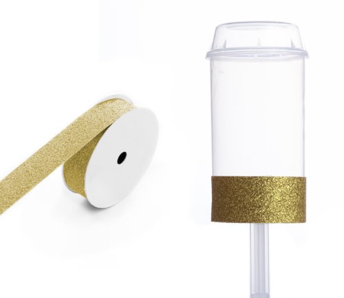 Dress My Cupcake DMC91897 Clear Push Pops 100-Pack Plastic Containers with Lid DIY Kit, Bright Gold Glitter