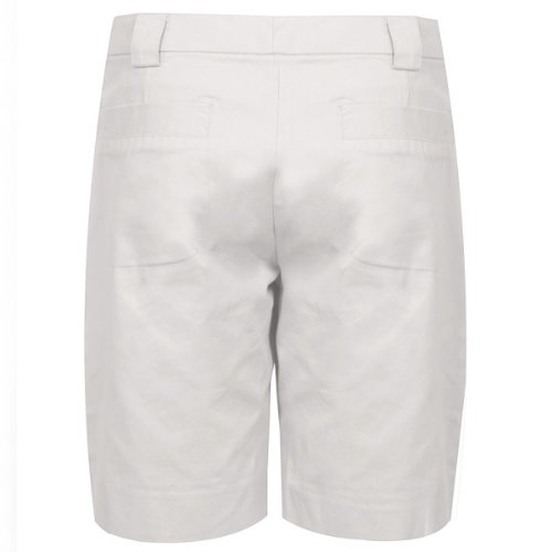 White Cotton Twill Bermuda Shorts with Curved Pockets Women's Shorts