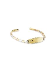 Kids 14k Yellow Rose White Gold X Heart ID Bracelet