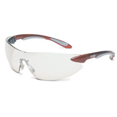 Uvex S4412 Ignite Safety Eyewear, Metallic Red and Silver Frame, SCT-Reflect 50 Hardcoat Lens