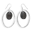 Oval French Wire Earrings with Faceted Smoky Quartz Drop