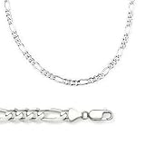 14k Solid White Gold Figaro Link Bracelet 2.5mm 7