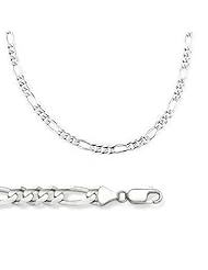 14k Solid White Gold Figaro Chain Necklace 2.5mm 20